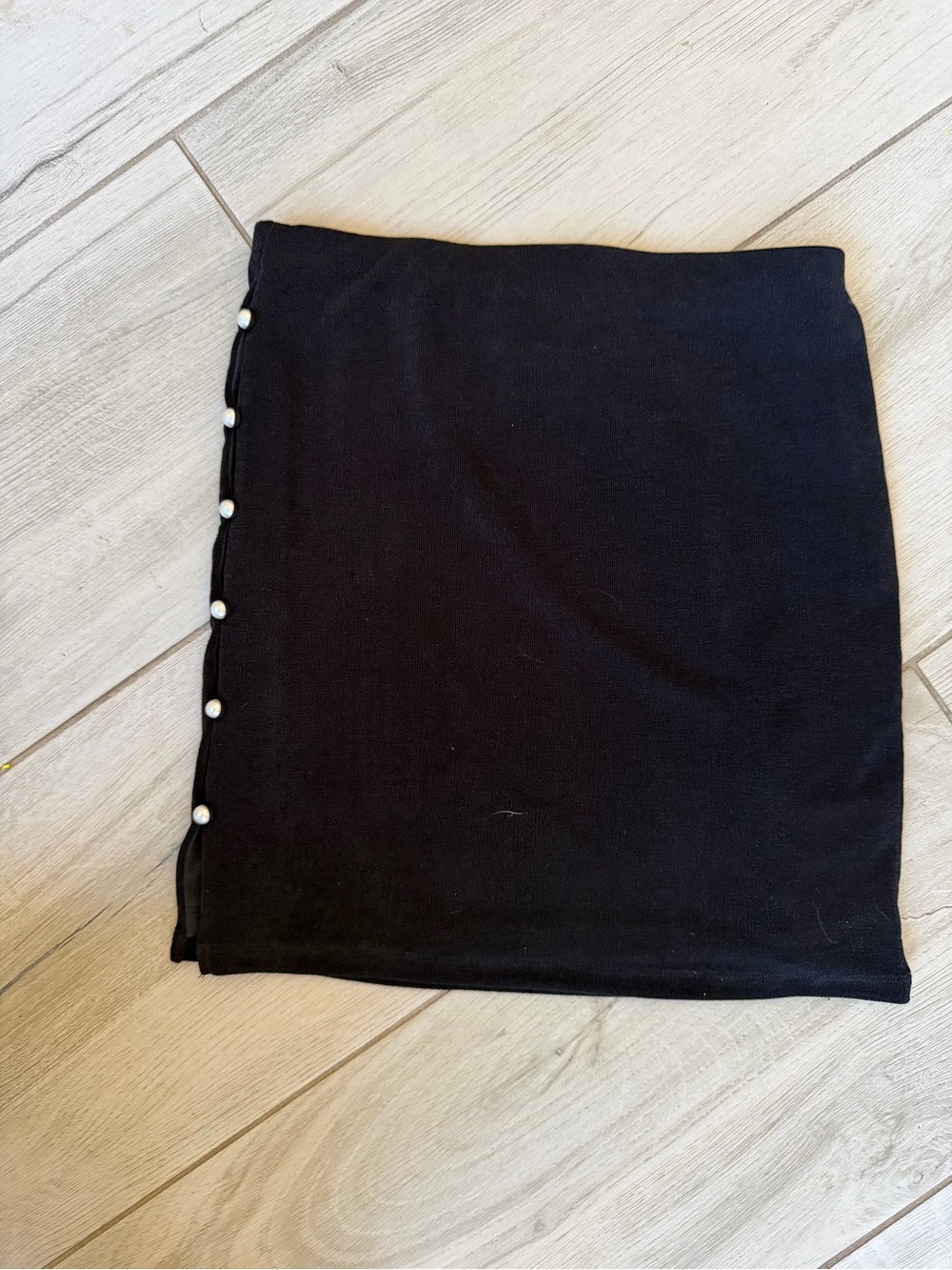 Princess Polly Black Mini Skirt with Pearl Side Buttons